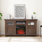 2 Doors Cabinet Farmhouse  Cabinet, Farmhouse TV Stand Barn Design,Farmhouse TV Media Stand, Large Barn Inspired Home Entertainment Console with 18" fireplace insert,Espresso,60.23"W*15.35"D*31.7"H