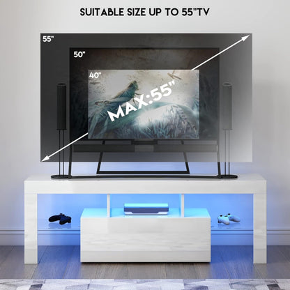 55 Inch White TV Stand Bedroom Entertainment Center