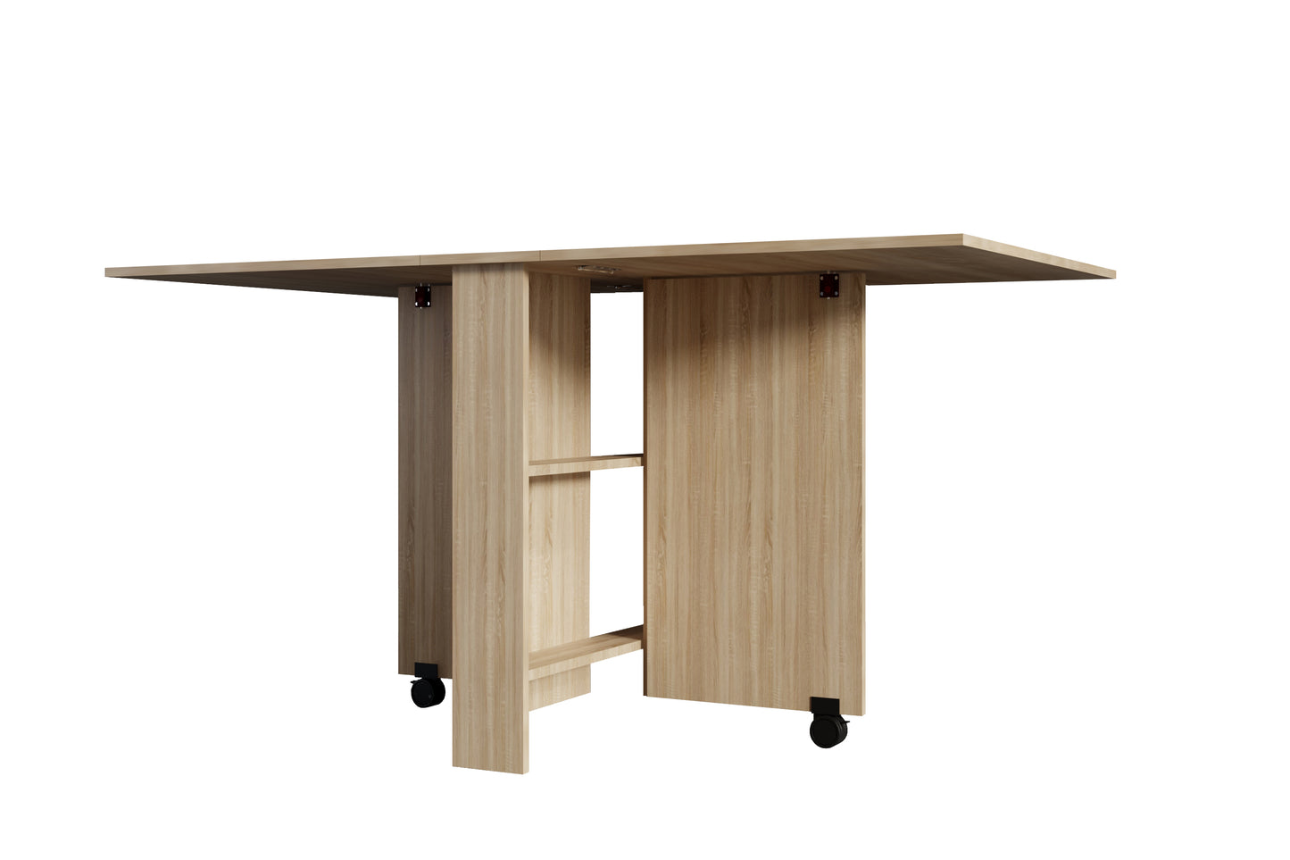 Folding Rectangular Dining Table - Seats 6, Wood Finish for Dining Room