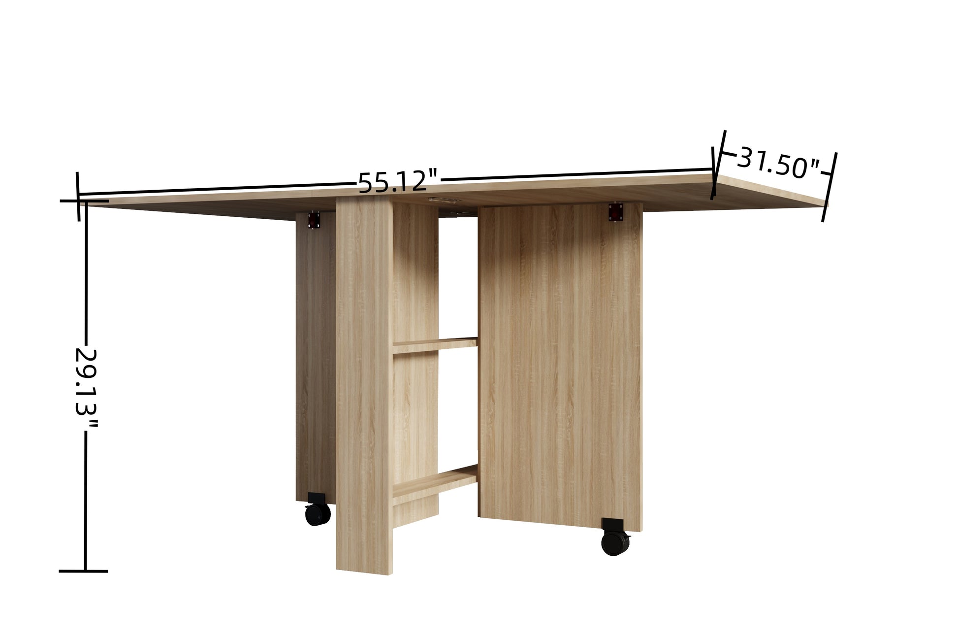 Folding Rectangular Dining Table - Seats 6, Wood Finish for Dining Room