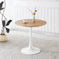 31.5"OAK COLOR TOP Tulip Table Mid-century Dining Table for 2-4 people With Round Mdf Table Top, Pedestal Dining Table, End Table Leisure Coffee Table