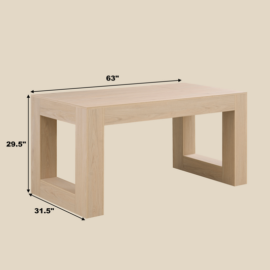 4-6 Person Farmhouse Dining Table - Wood MDF Tabletop