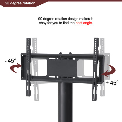 35.4 Inch Black TV Stand - Adjustable Height Swivel Shelf