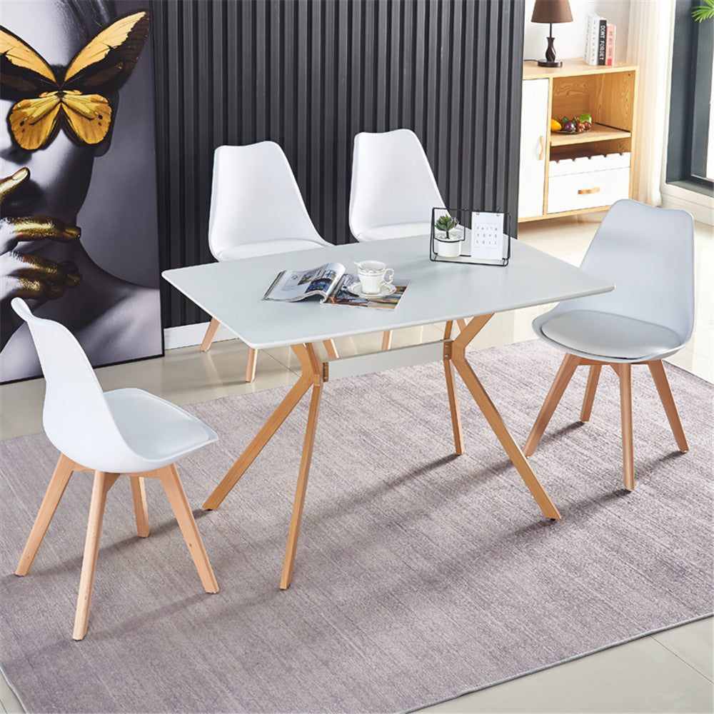 Modern White Dining Table - 4 Person Table with Metal Legs