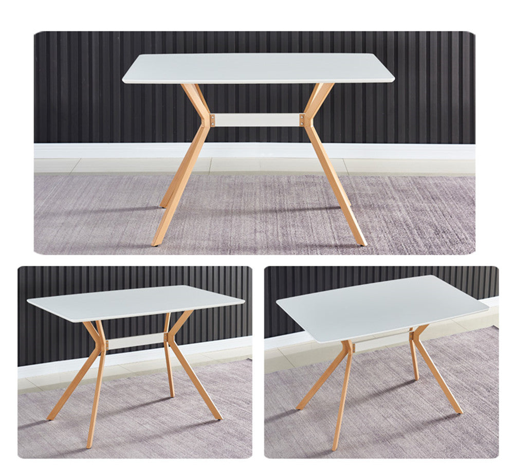 Modern White Dining Table - 4 Person Table with Metal Legs