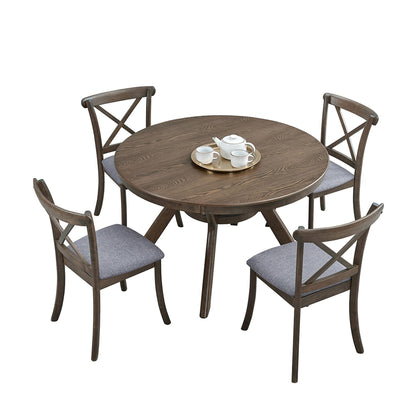 47.24" Round Rubber Wood Dining Table - Seats 4-6, Oak