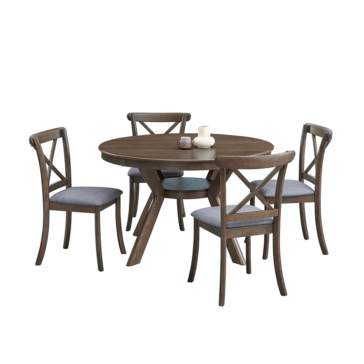 47.24" Round Rubber Wood Dining Table - Seats 4-6, Oak