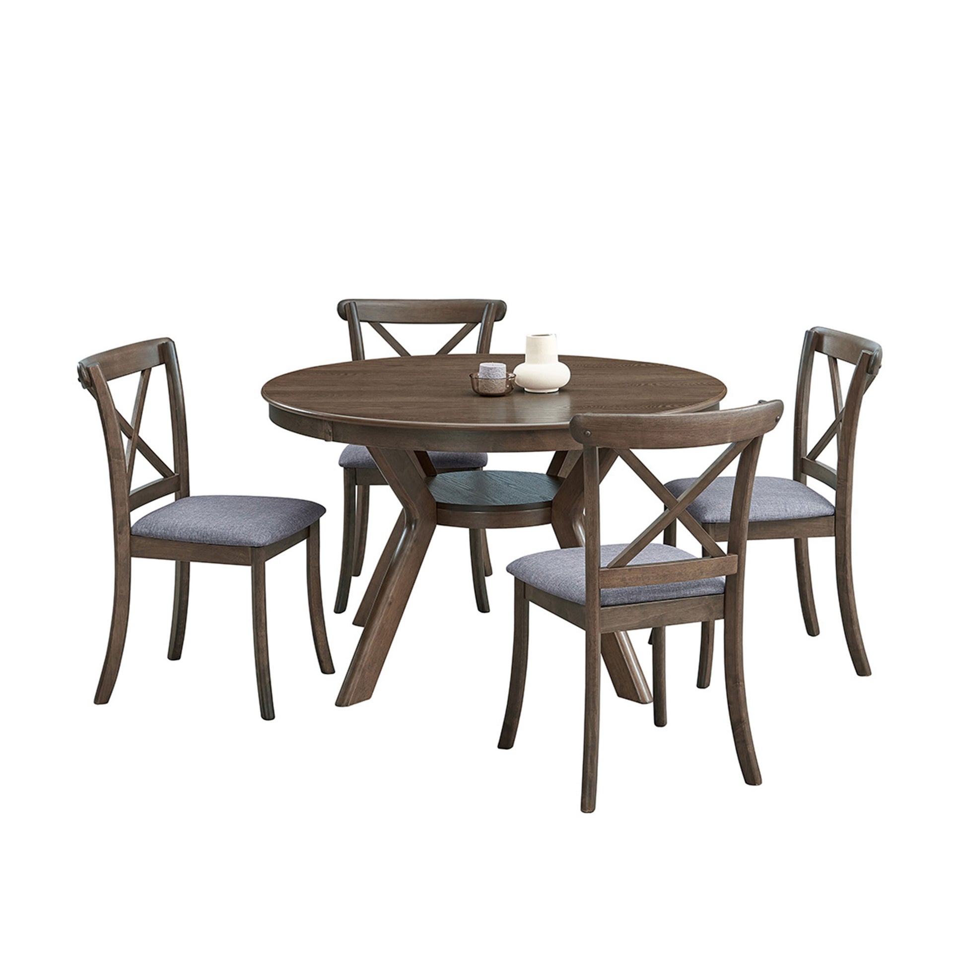 47.24" Round Rubber Wood Dining Table - Seats 4-6, Oak