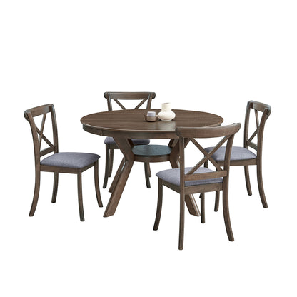 47.24" Round Rubber Wood Dining Table - Seats 4-6, Oak
