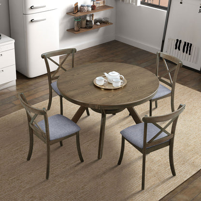 47.24" Round Rubber Wood Dining Table - Seats 4-6, Oak