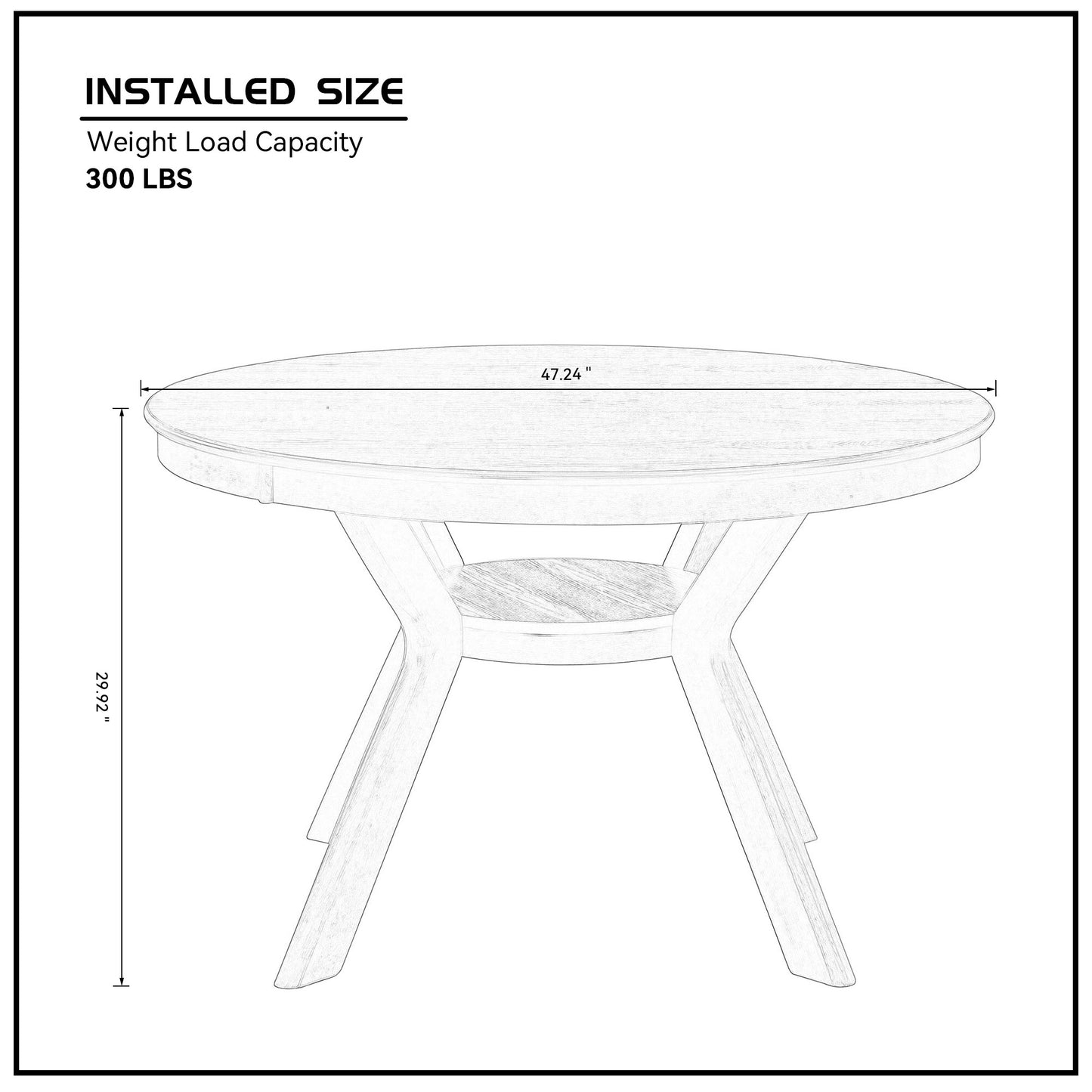 47.24" Round Rubber Wood Dining Table - Seats 4-6, Oak