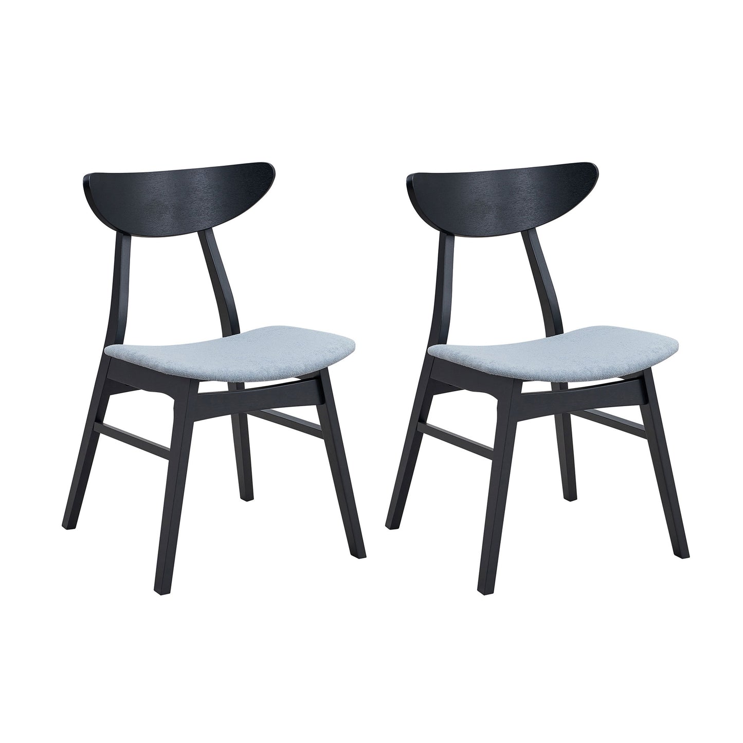 Black Wood Dining Chairs Set of 2 for Kitchen and Dining Room