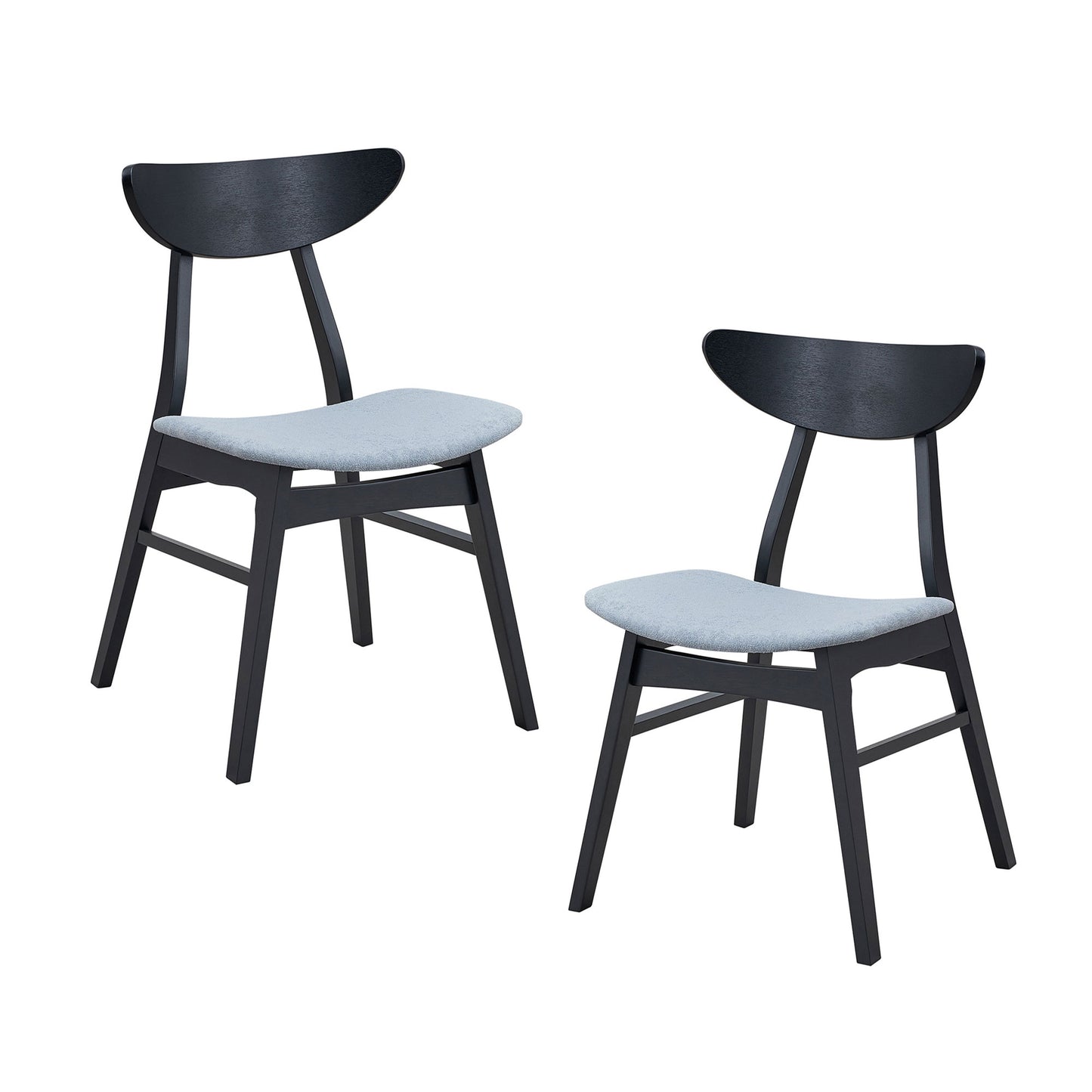 Black Wood Dining Chairs Set of 2 for Kitchen and Dining Room