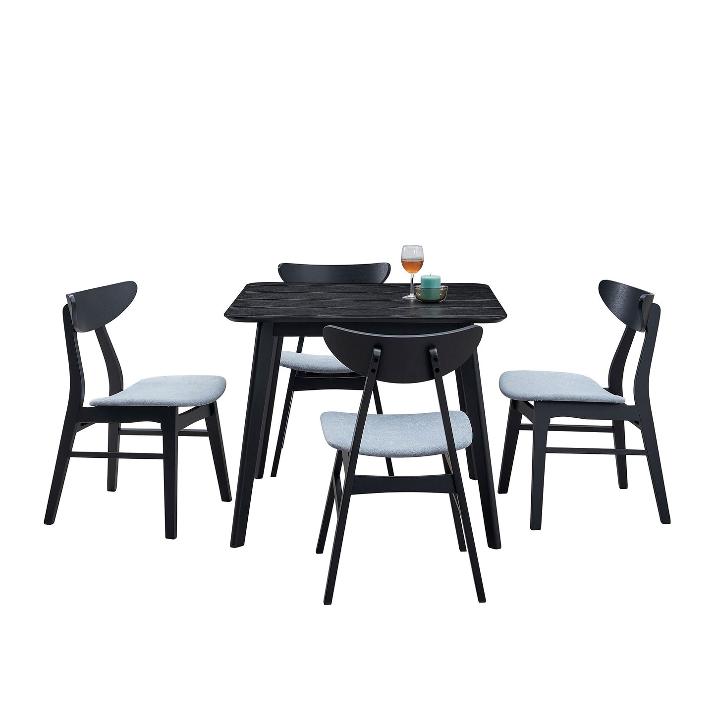 Black Wood Dining Chairs Set of 2 for Kitchen and Dining Room