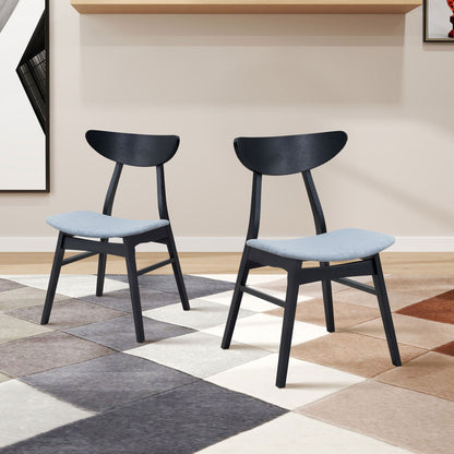 Wooden Dining Chairs Set of 2, Modern Soft Upholstered Kitchen Side Chairs,Wooden Frame Kitchen Chairs for Dining Room,Living Room,Restaurant,Black