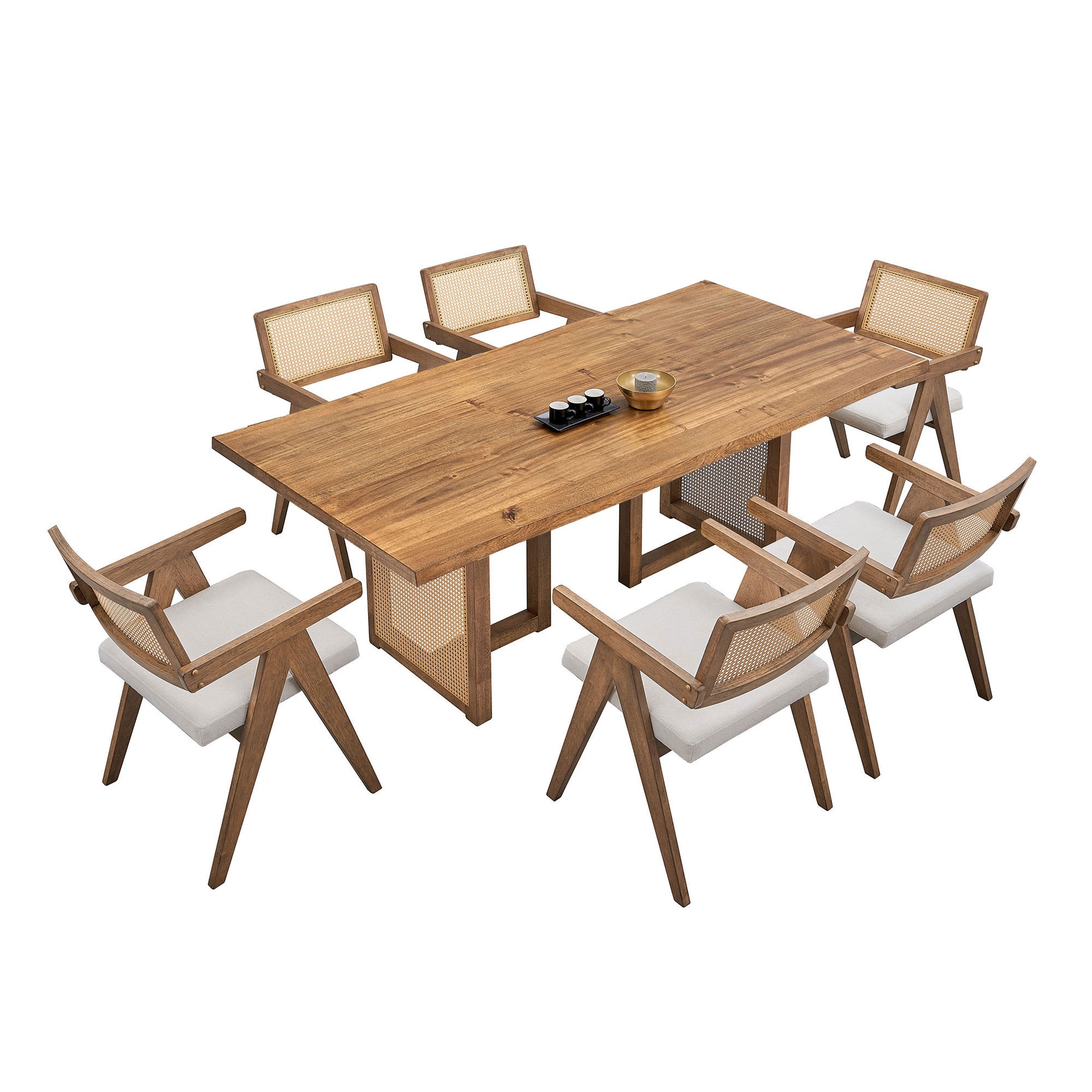 86.61 Inch Oversize Rectangular Waves Dining Table - Solid Wood MDF