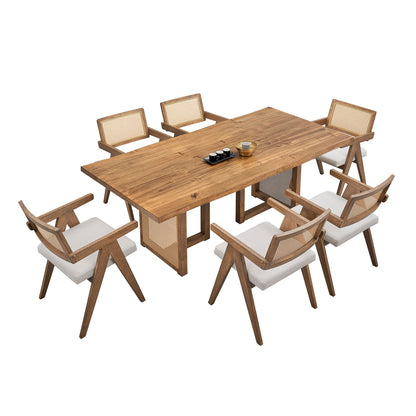 86.61 Inch Oversize Rectangular Waves Dining Table - Solid Wood MDF