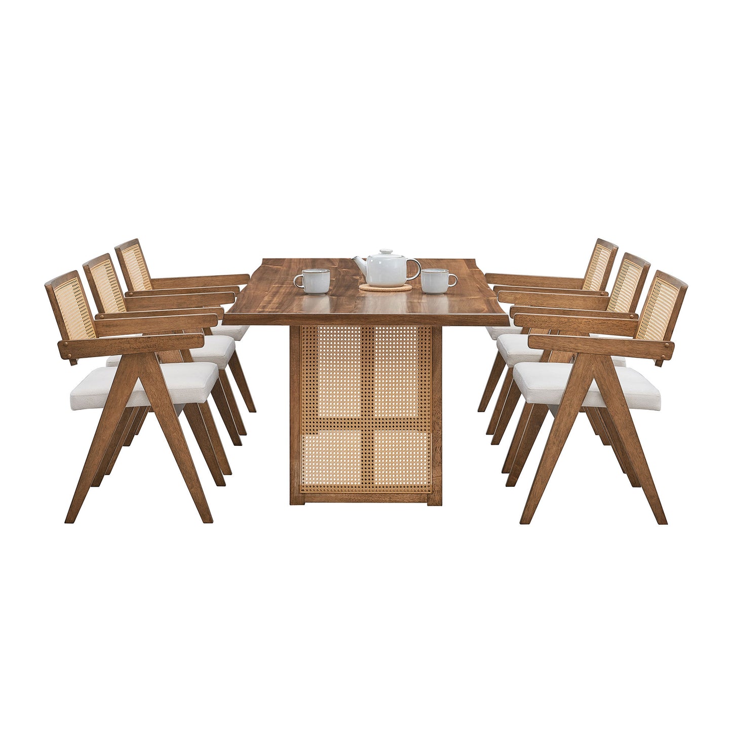 86.61 Inch Oversize Rectangular Waves Dining Table - Solid Wood MDF