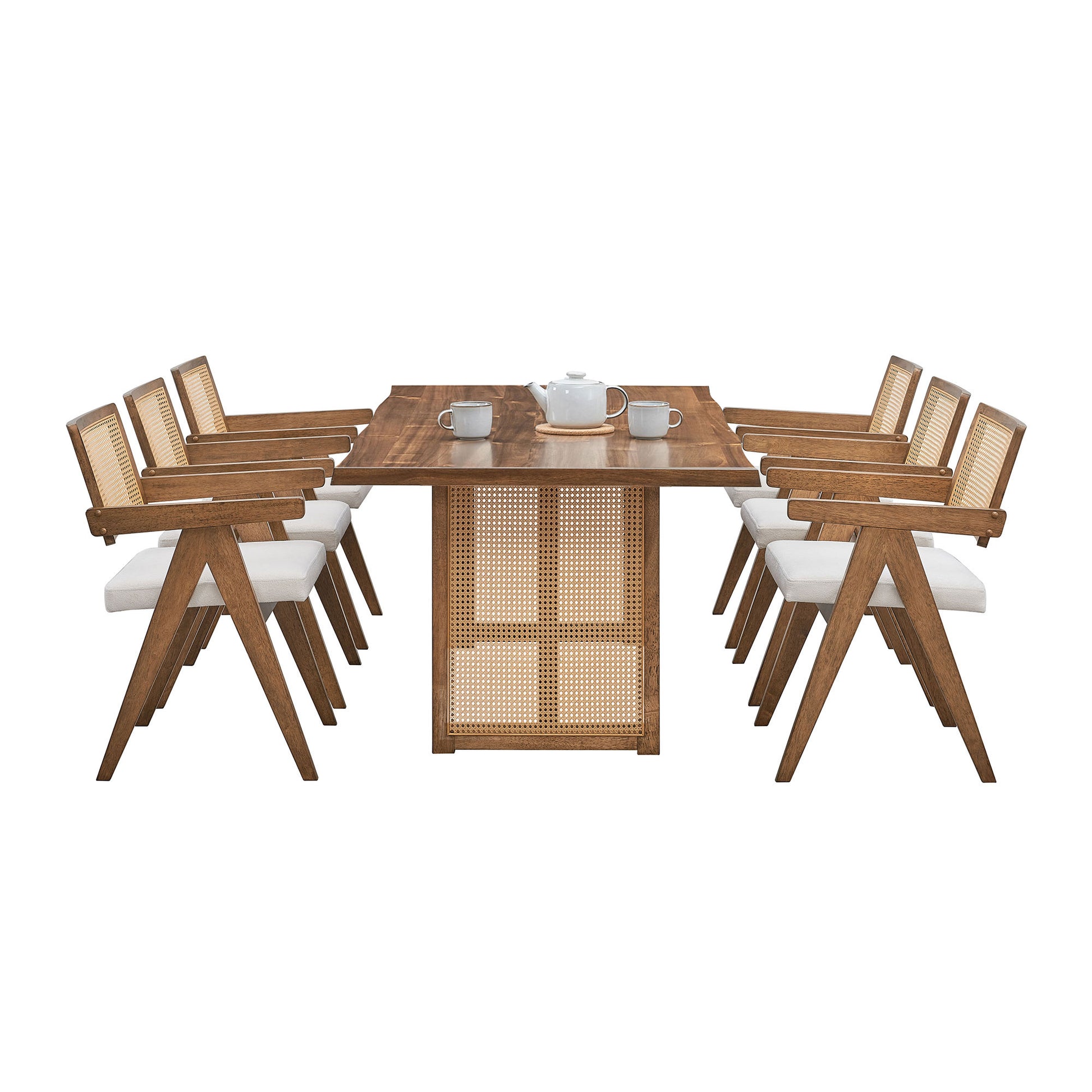 86.61 Inch Oversize Rectangular Waves Dining Table - Solid Wood MDF