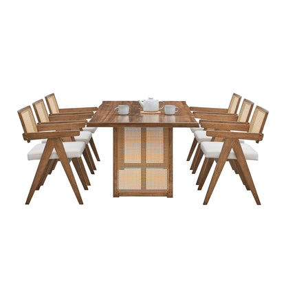 86.61 Inch Oversize Rectangular Waves Dining Table - Solid Wood MDF