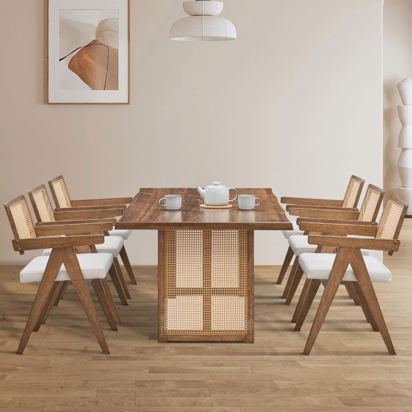 86.61 Inch Oversize Rectangular Waves Dining Table - Solid Wood MDF