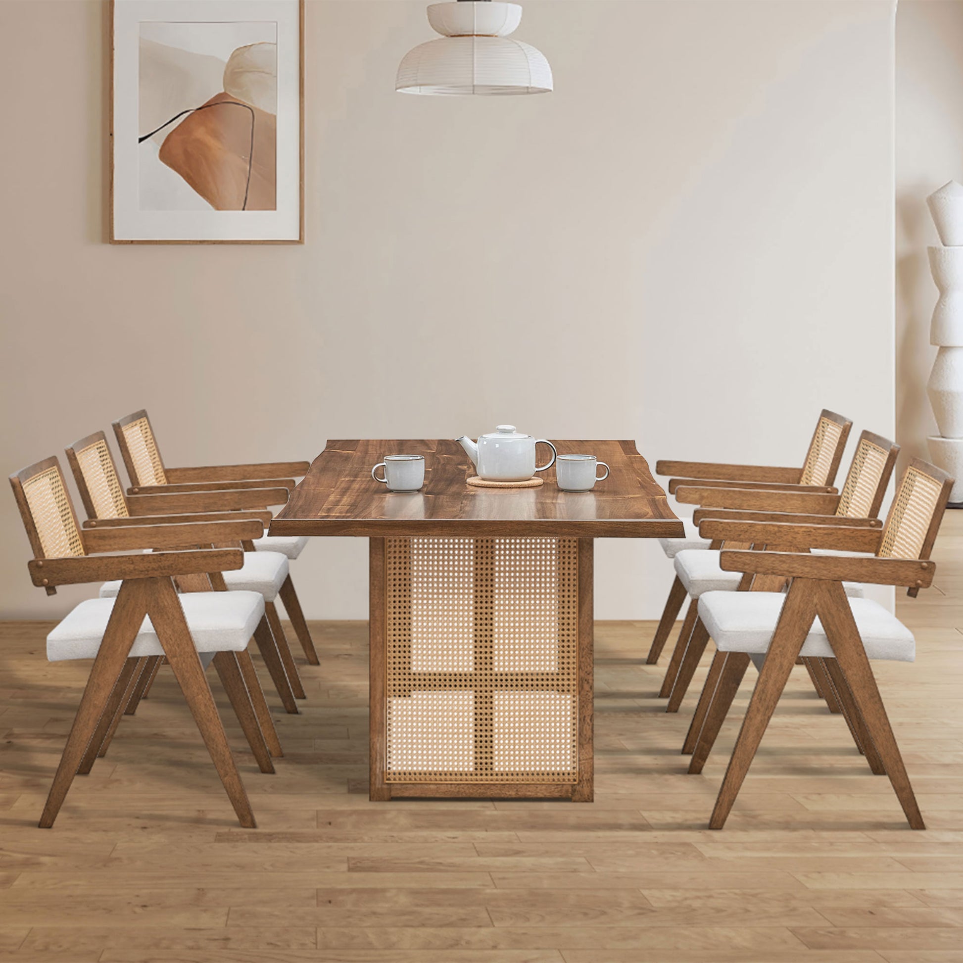 86.61 Inch Oversize Rectangular Waves Dining Table - Solid Wood MDF