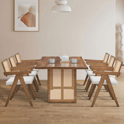 86.61 Inch Oversize Rectangular Waves Dining Table - Solid Wood MDF