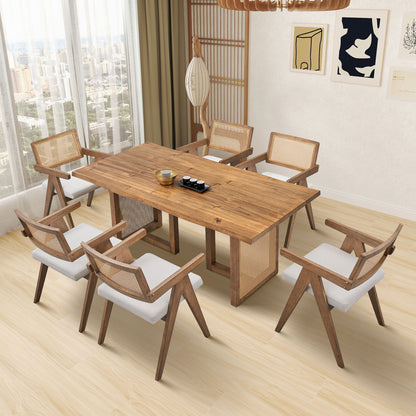 86.61 Inch Oversize Rectangular Waves Dining Table - Solid Wood MDF