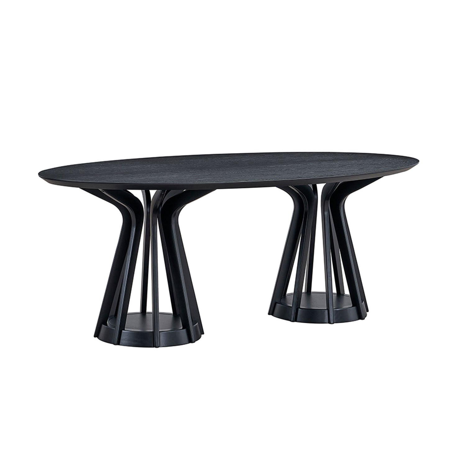 78.74 Inch Black Solid Wood Dining Table - Perfect for 6 People