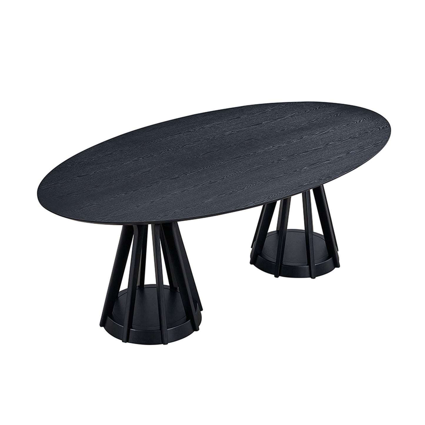 78.74 Inch Black Solid Wood Dining Table - Perfect for 6 People