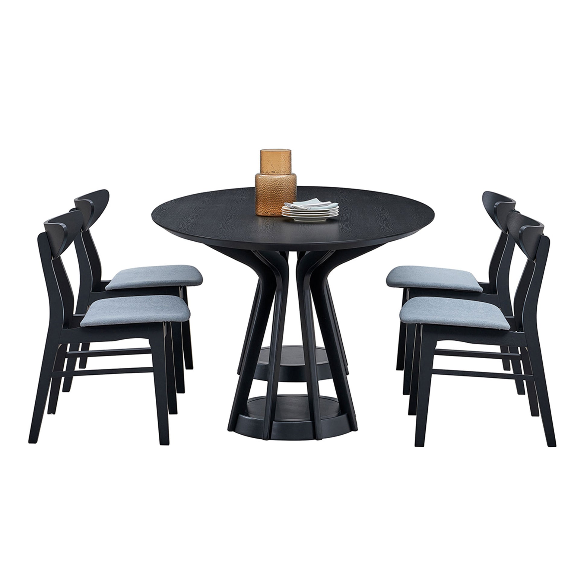 78.74 Inch Black Solid Wood Dining Table - Perfect for 6 People