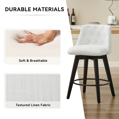 White Bar Stools Set of 2 - 25 Inch Counter Height Swivel Bar Stools with Foam