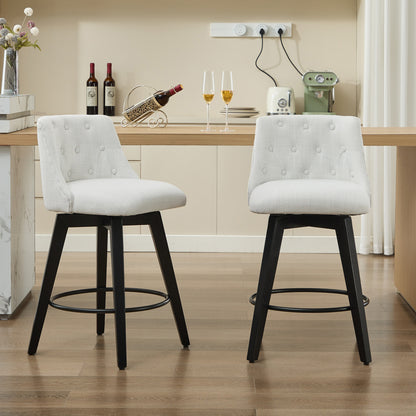 White Bar Stools Set of 2 - 25 Inch Counter Height Swivel Bar Stools with Foam
