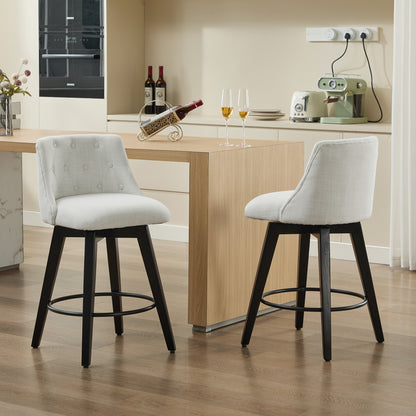 White Bar Stools Set of 2 - 25 Inch Counter Height Swivel Bar Stools with Foam