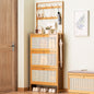 Shoe Cabinet with 3 Rattan Flip Drawers, Bamboo Shoe Storage Cabinet with Coat Hooks, Freestanding Shoe Cabinet Storage for Entryway, Hallway, Closet, Living Room ( Natural Color )