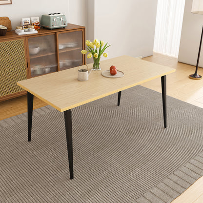 63-Inch Modern Dining Table - Natural Wood & Iron Legs