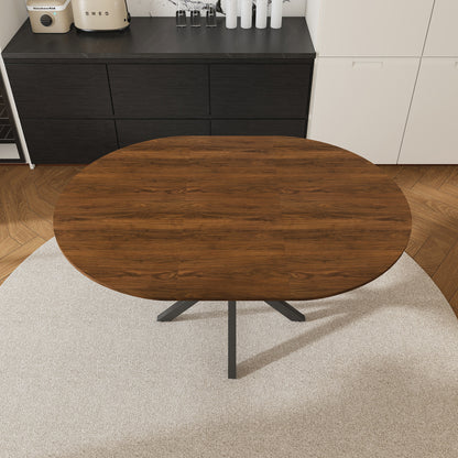 Round Walnut Dining Table - 42 to 58 Inch Extendable Table