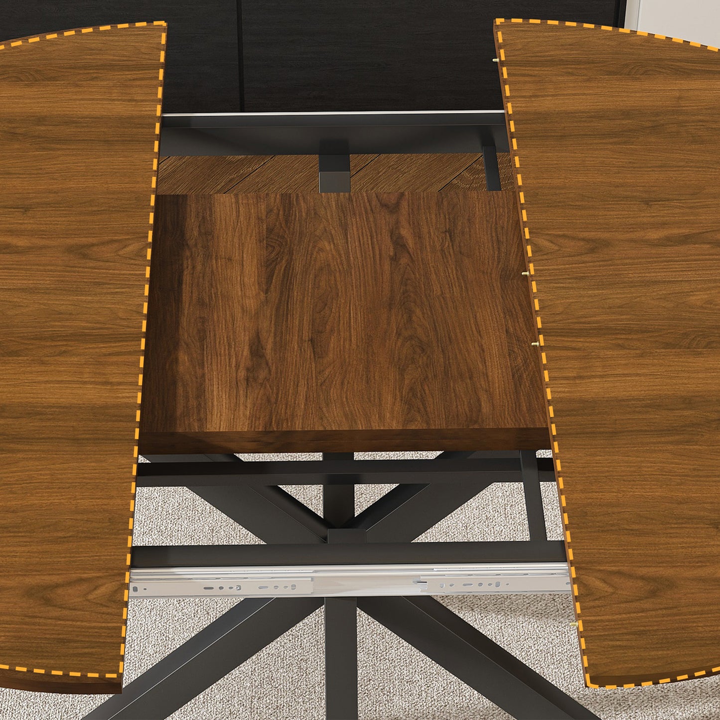 Round Walnut Dining Table - 42 to 58 Inch Extendable Table