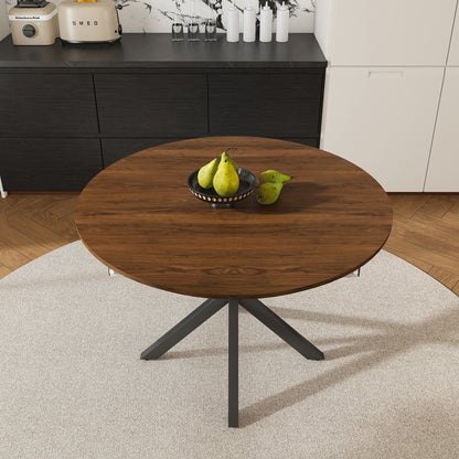 Round Walnut Dining Table - 42 to 58 Inch Extendable Table