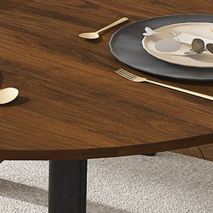 Round Walnut Dining Table - 42 to 58 Inch Extendable Table