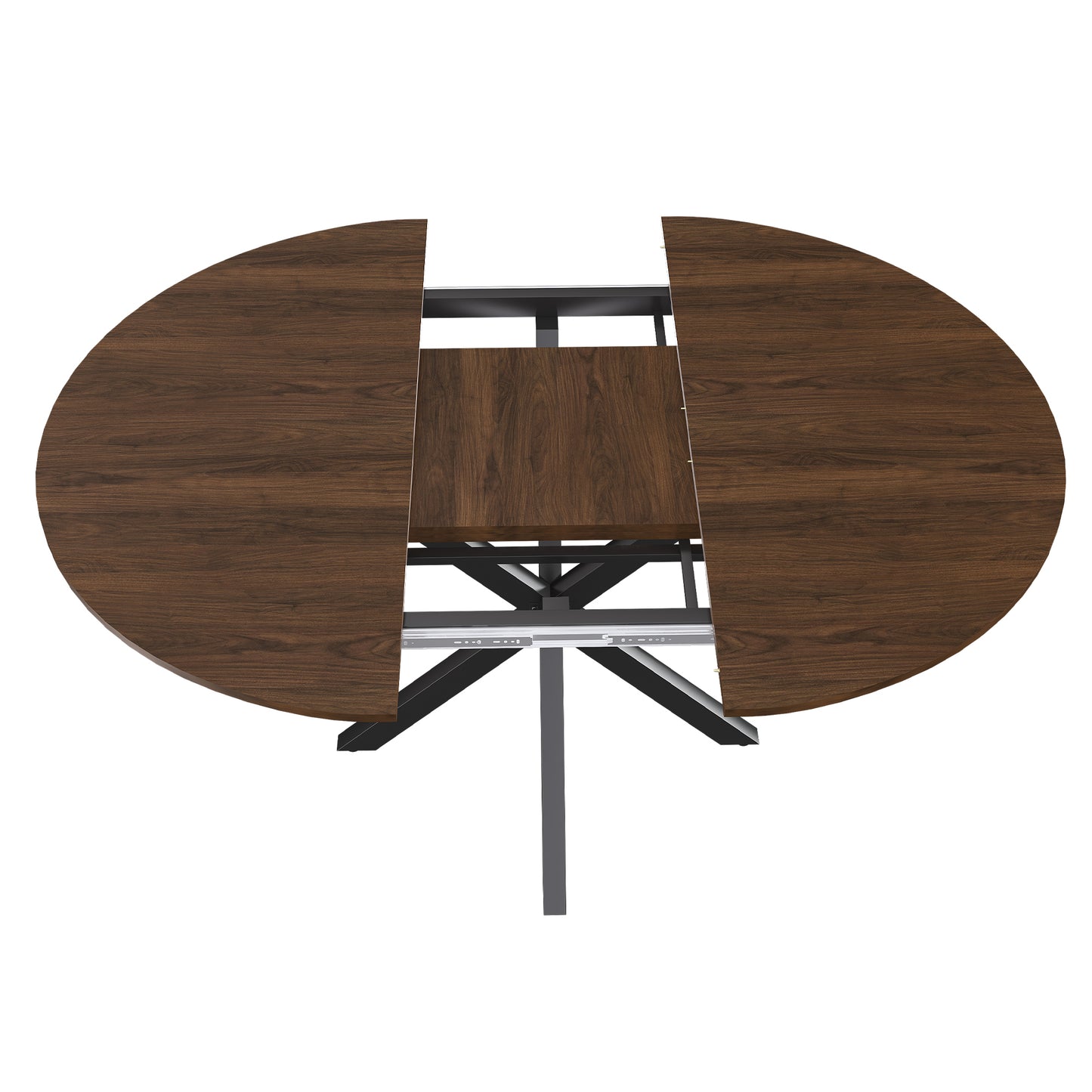 Round Walnut Dining Table - 42 to 58 Inch Extendable Table