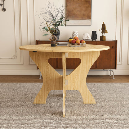 43 Inch Folding Round Dining Table - Ancient Oak for Dining Room