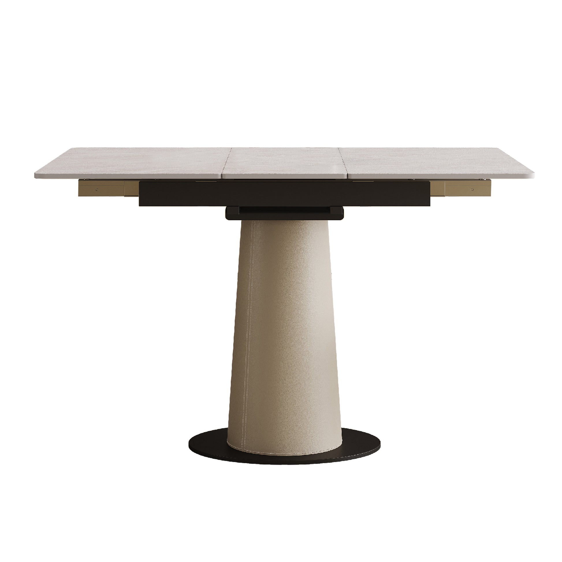 Dining Room Retractable Sintered Stone Dining Table with Leather Base for Space