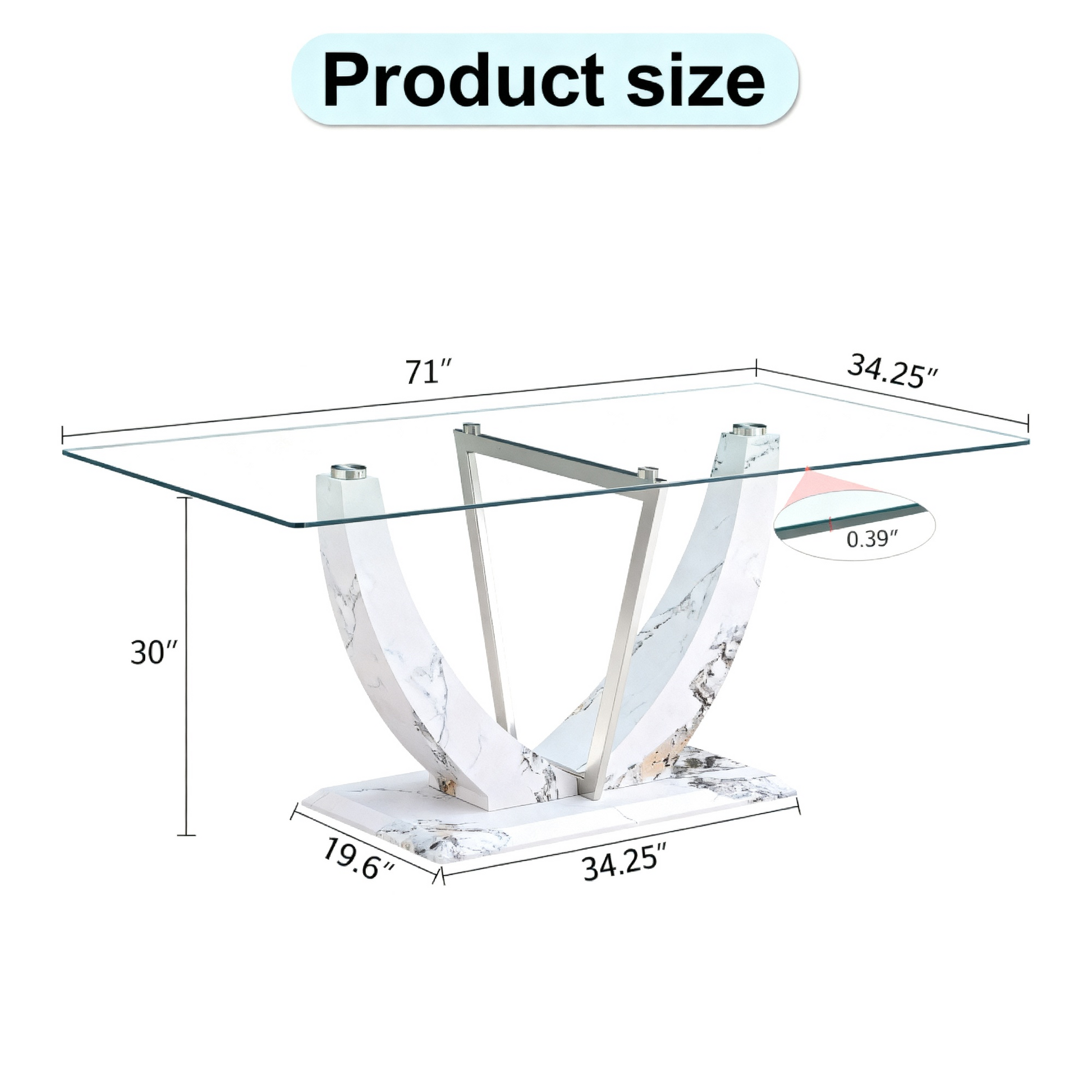 White Glass Dining Table - Modern Rectangular Table