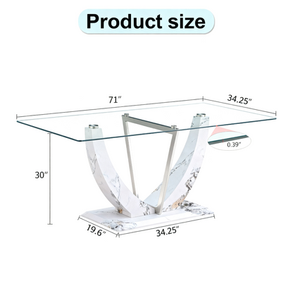 White Glass Dining Table - Modern Rectangular Table