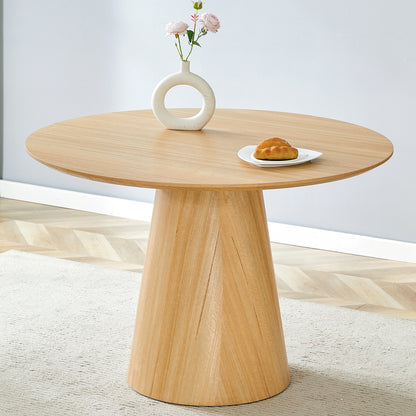 Wood Texture Circular Dining Table - 45 Inch Round Table for Dining Room