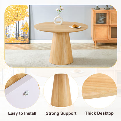 Wood Texture Circular Dining Table - 45 Inch Round Table for Dining Room