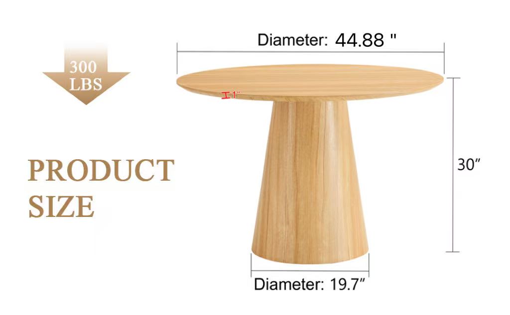 Wood Texture Circular Dining Table - 45 Inch Round Table for Dining Room