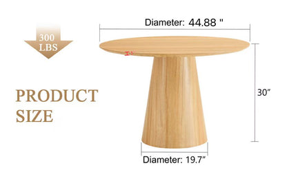 Wood Texture Circular Dining Table - 45 Inch Round Table for Dining Room