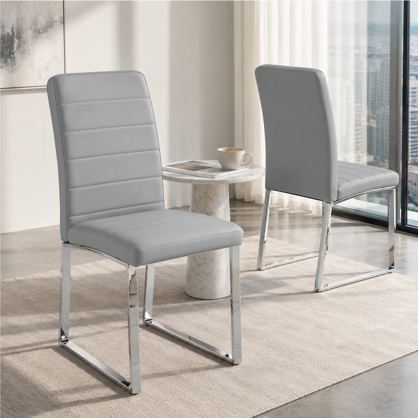 2-Pack - Premium PU office/dining chairs with high-density foam, sturdy iron legs (electroplate/spray paint), multiple colors. Easy assembly